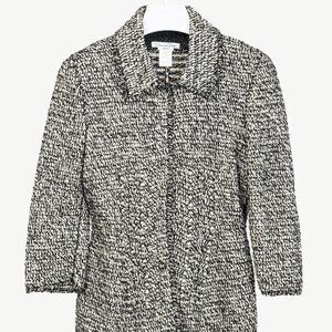 Oscar de la Renta PF/12 White & Black Silk-Blend Knit Blazer